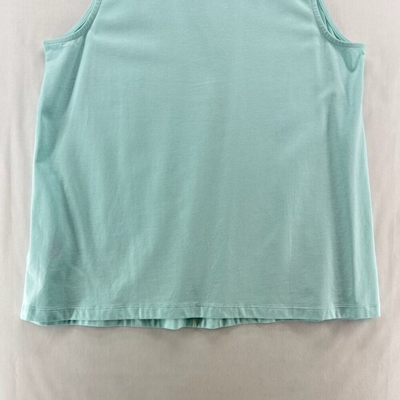 Lands' End Tank Top Womens M V-Neck Pleated Pullover Lightweight Stretchy Green - Picture 6 of 10